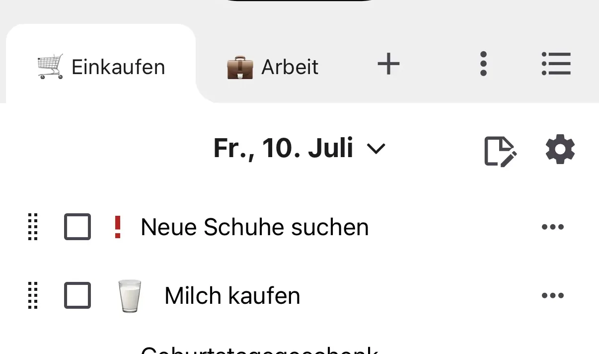 Teile deine Listen nach Zweck auf.