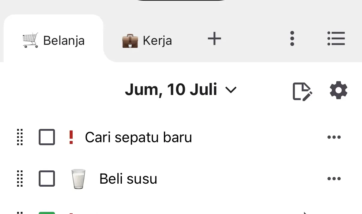 Pisahkan daftar sesuai kegunaannya.