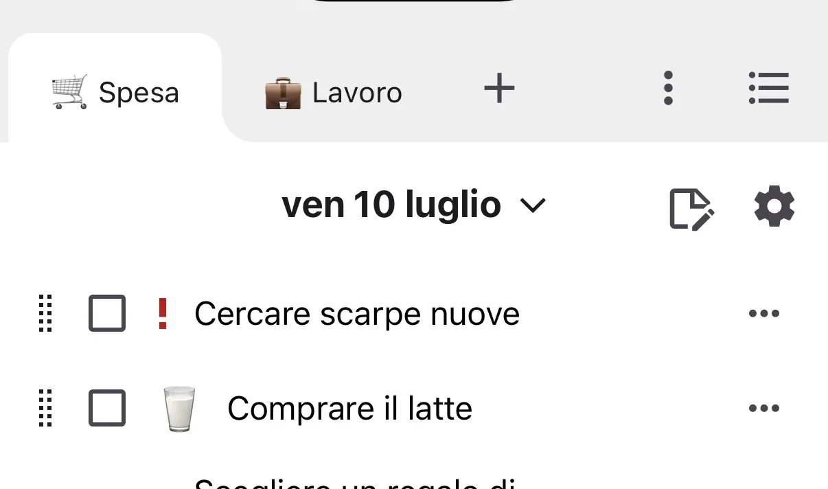 Dividi le liste in base all'uso.
