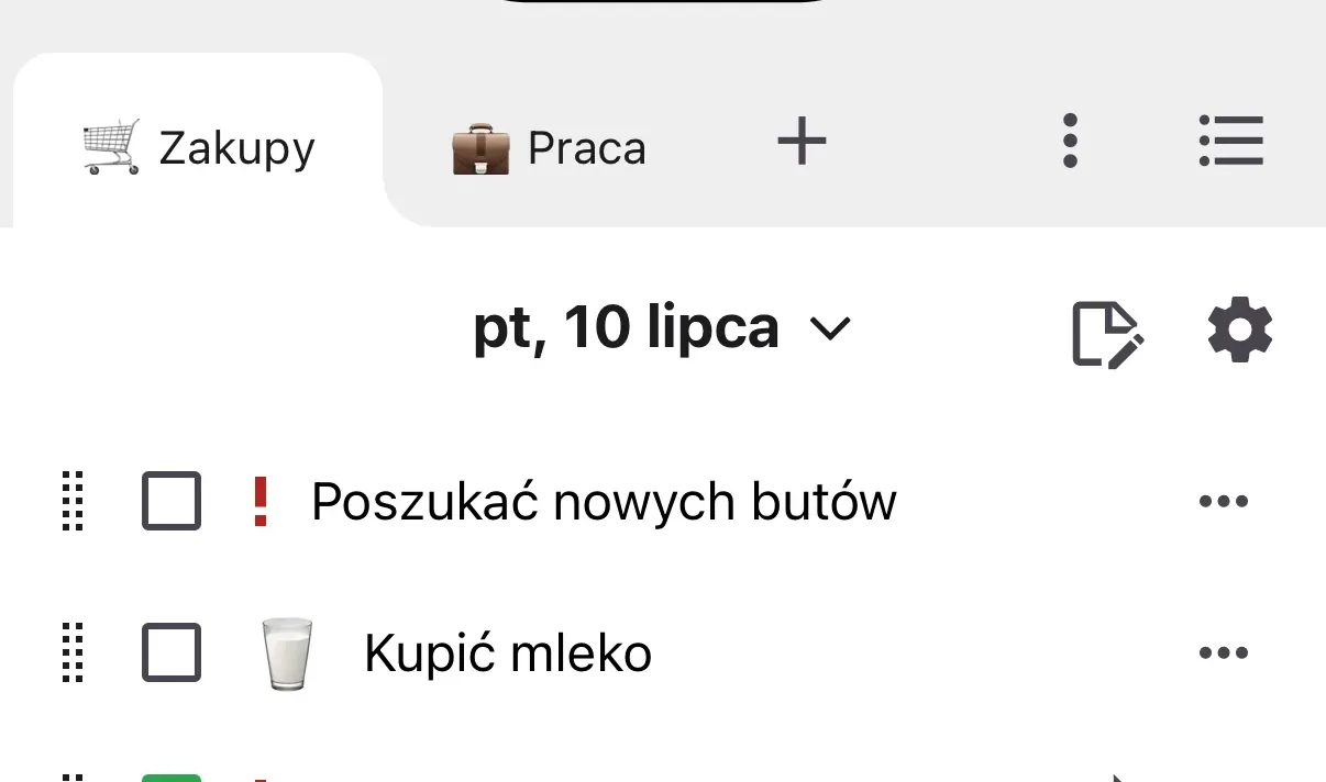 Podziel listy według przeznaczenia.