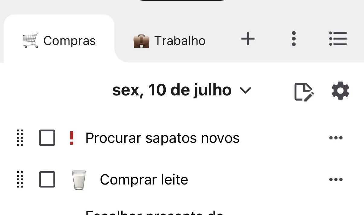 Separe suas listas por finalidade.