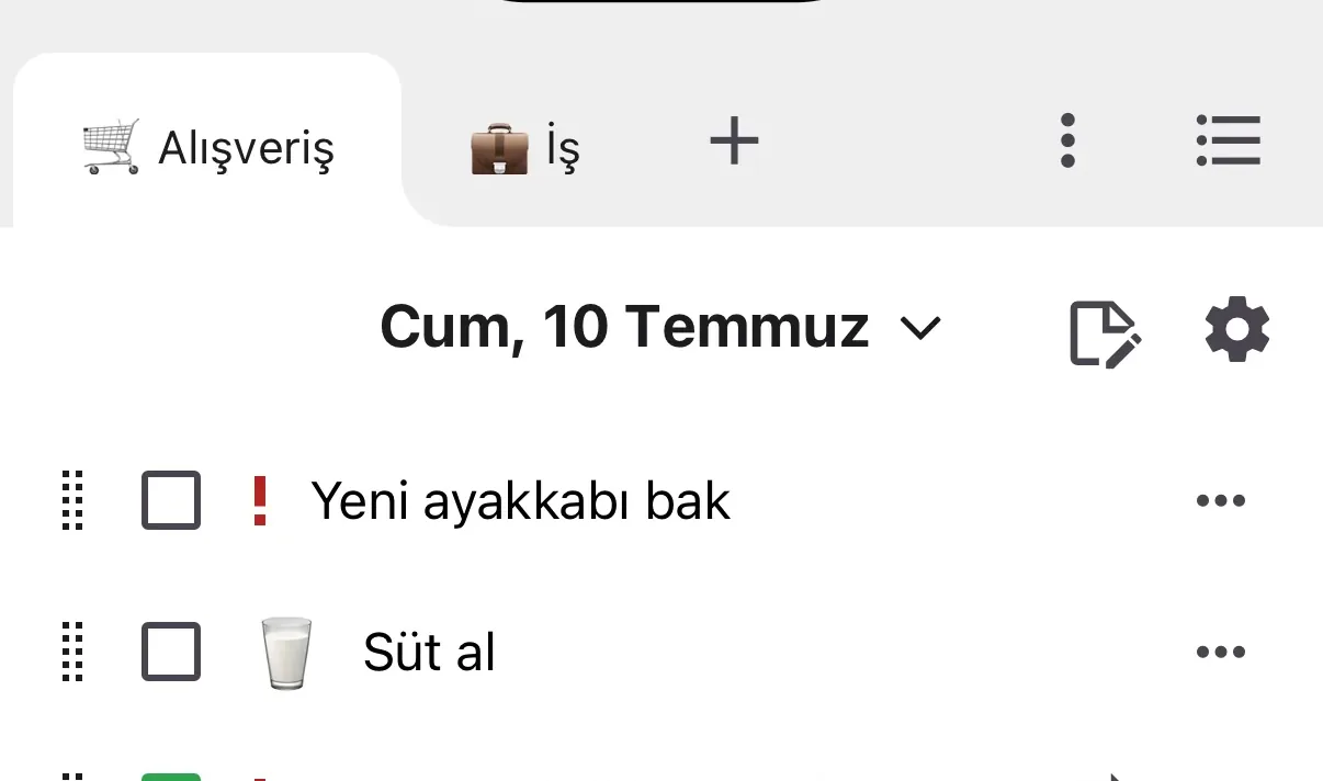 Listeleri amacına göre ayır.